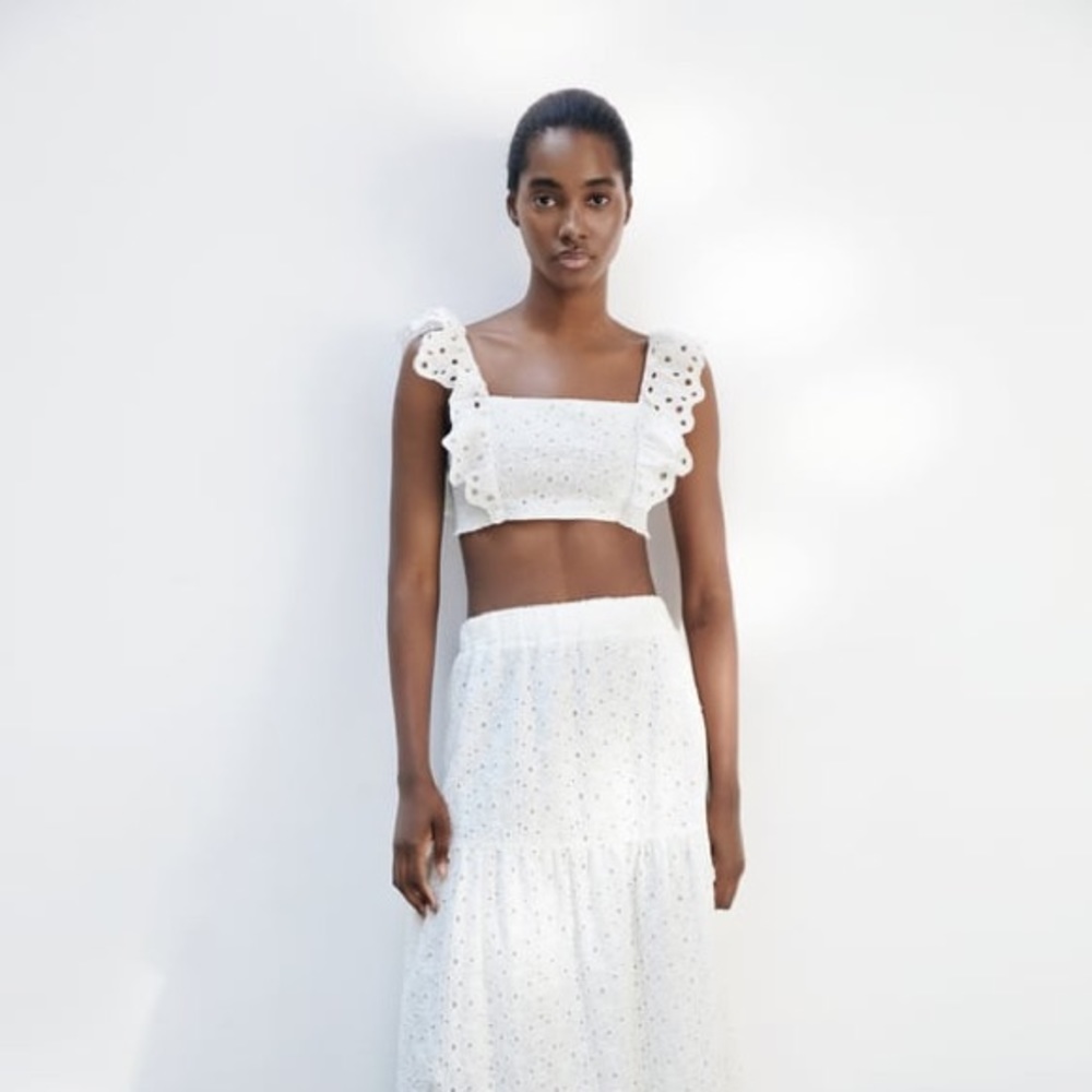 Zara Embroidered Cropped Top